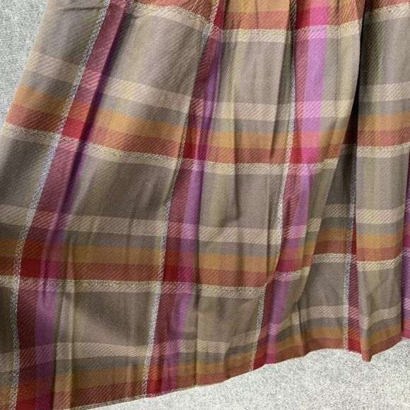 l. magnin Vintage Pleated Wool Plaid Skirt Sz 8 Satin Lined Pockets Side Zip - Picture 4 of 16